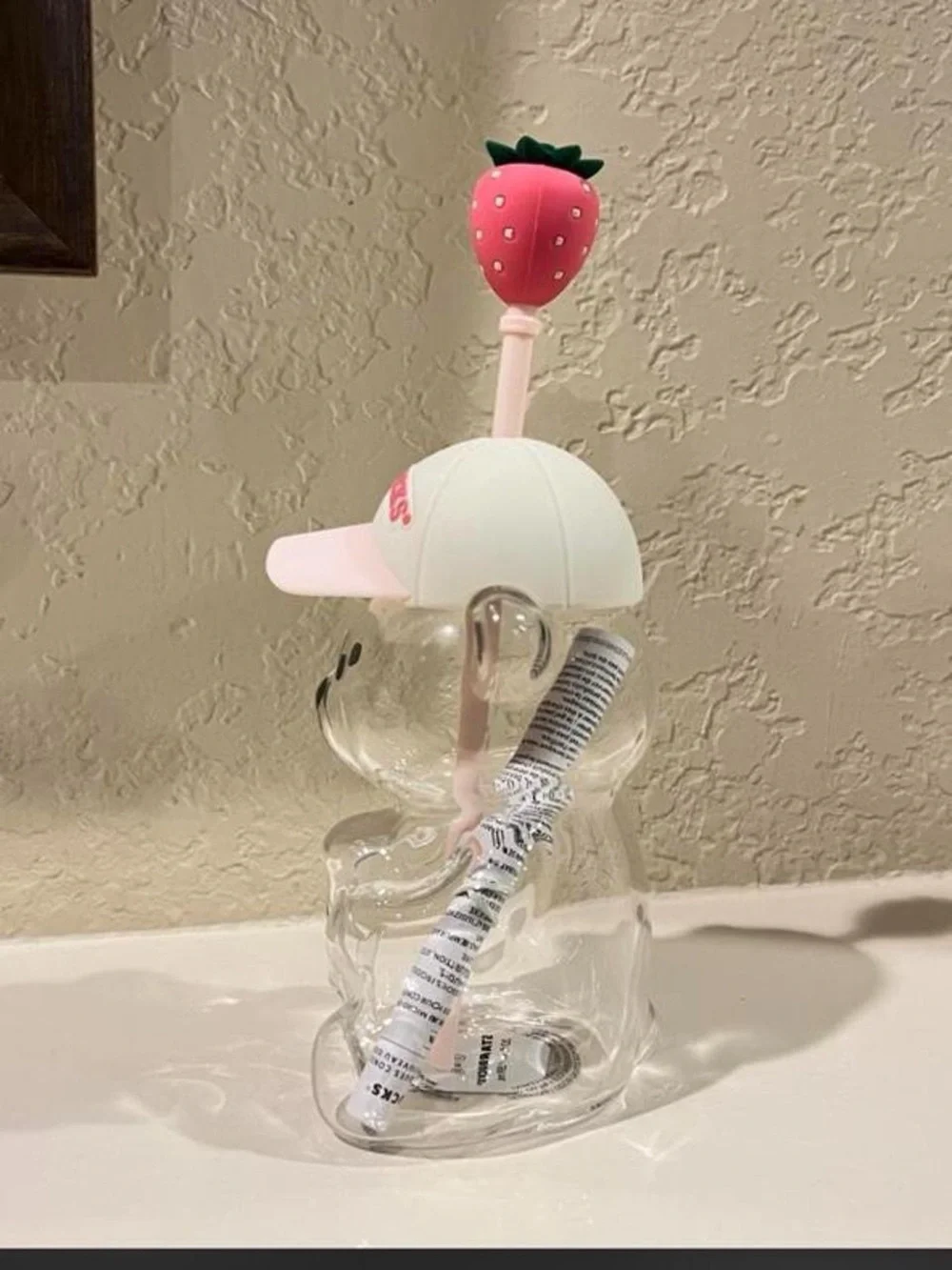 STARBUCKS PINK BEARISTA BEAR CUP STRAWBERRY + HAT Viral Limited Edition